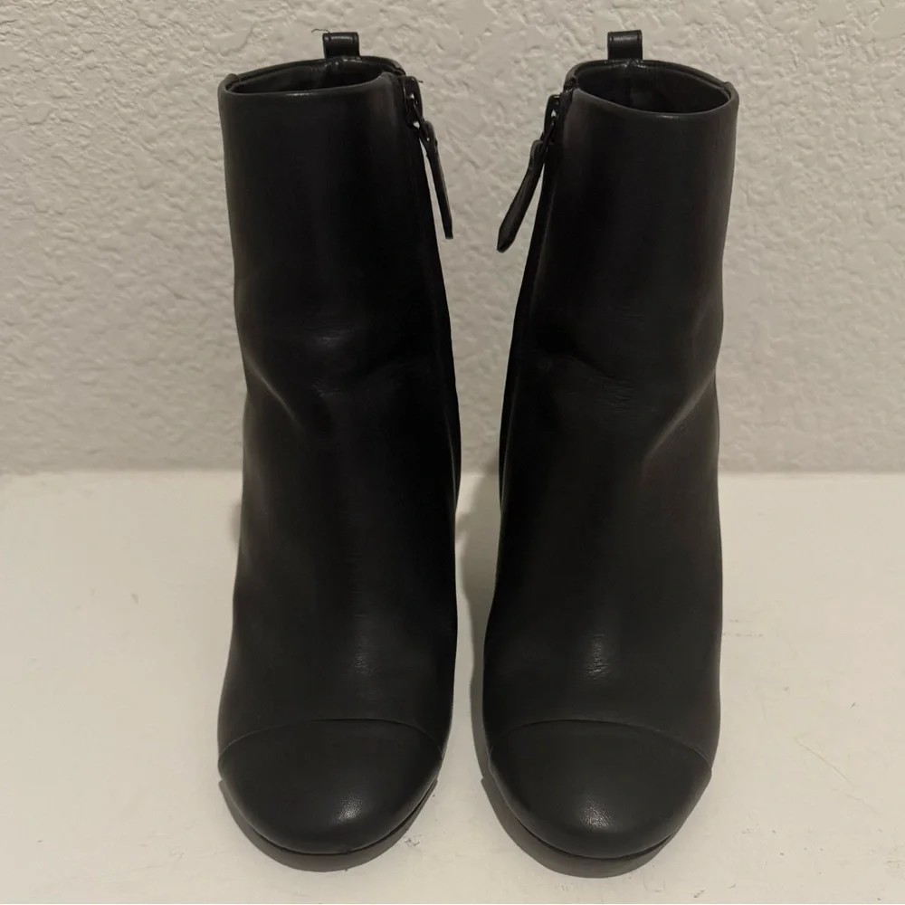 TORY BURCH Grove Ankle Boot Bootie Black Leather Size 6 Chunky Block Heel
